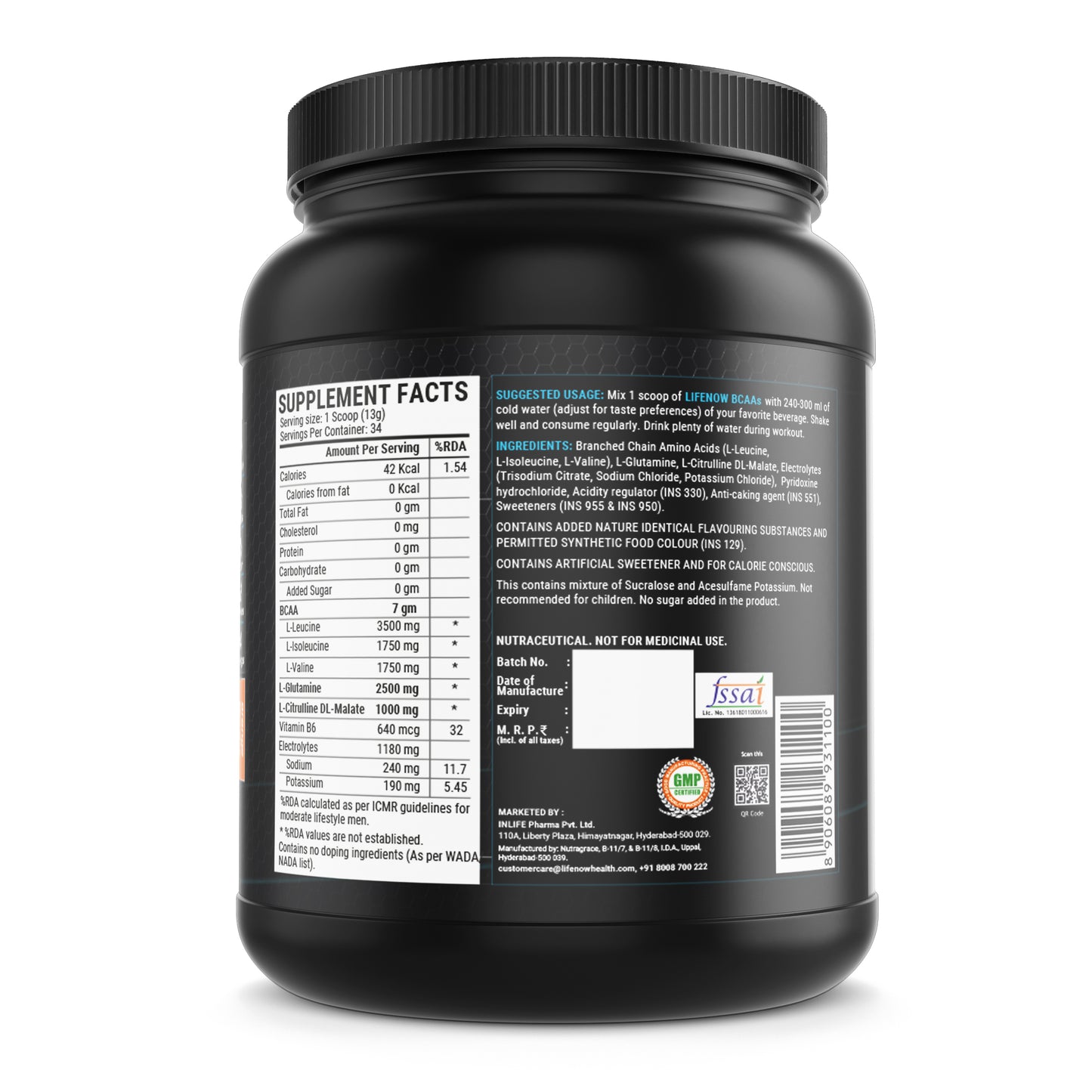 LIFENOW BCAA Pro Supplement, Supports Muscle Recovery