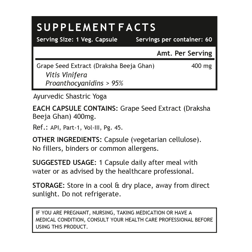 LIFENOW Grape Seed Extract (Proanthocyanidins > 95%), 400mg - 60 Veg. Capsules