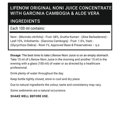 LIFENOW Noni Juice Concentrate with Garcinia Cambogia & Aloe Vera (1 Litre)