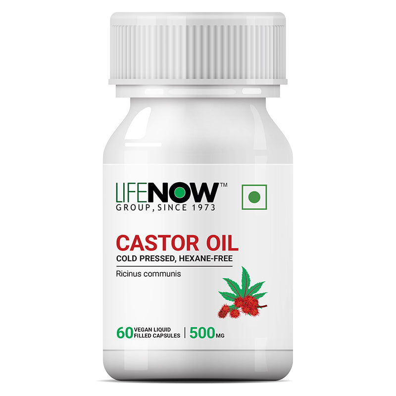 LIFENOW Castor Oil Supplement, 500mg – 60 Vegetarian Capsules