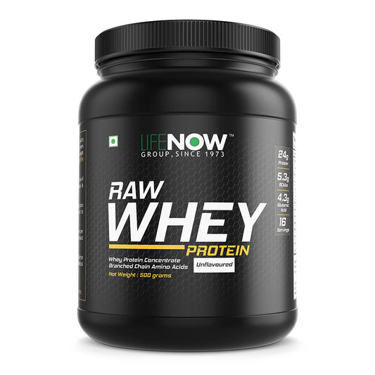 LIFENOW 100% Raw Whey Protein Concentrate Powder (Unflavoured)