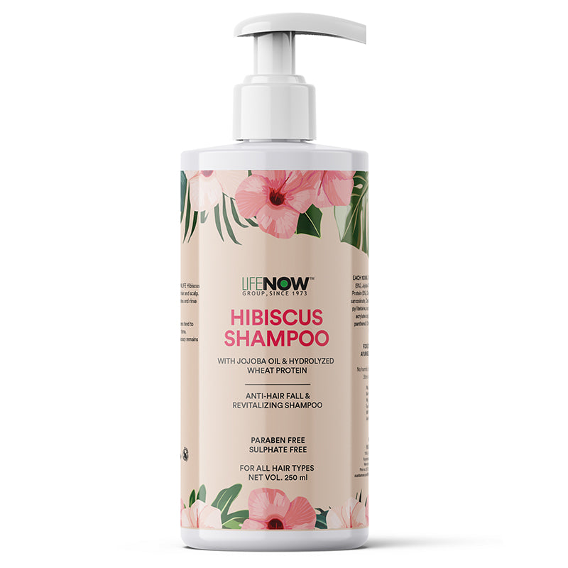 LIFENOW Natural Hibiscus Anti Hair Fall Shampoo with jojoba oil and hydrolyzed wheat protein (250ml)