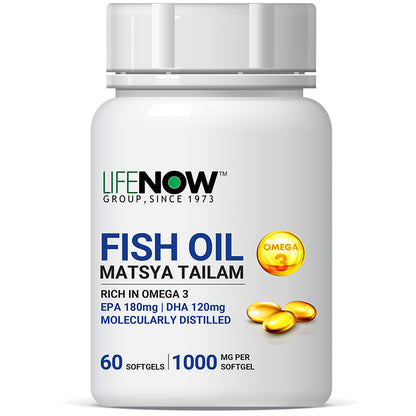 LIFENOW Fish Oil Omega 3 Supplement, 1000mg - 60 Softgels