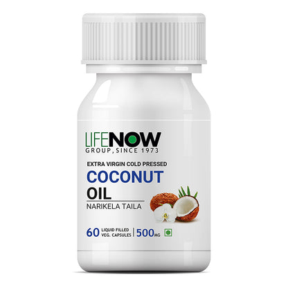 LIFENOW Coconut Oil Supplement, 500mg - 60 Veg. Capsules