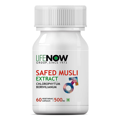 LIFENOW Safed Musli Extract Supplement, 500mg - 60 Vegetarian Capsules