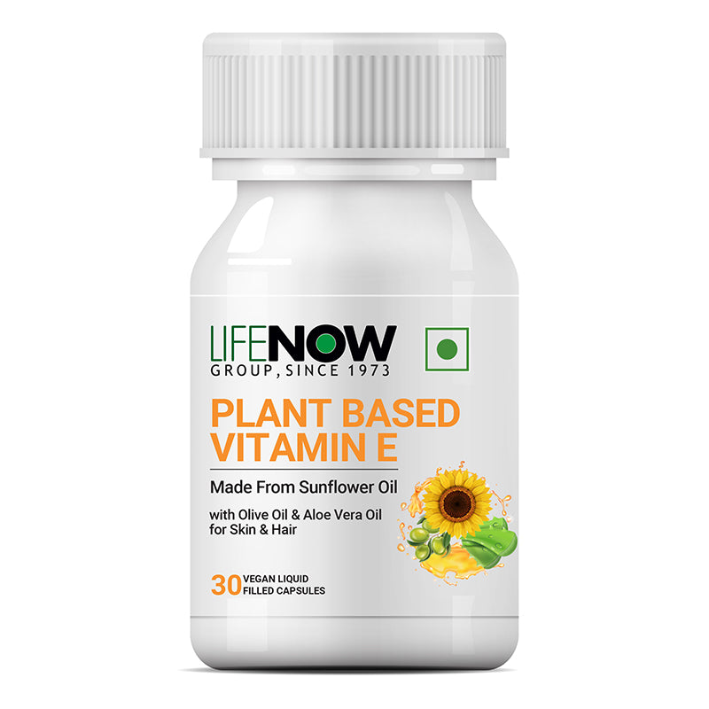 LIFENOW Plant Based Natural Vitamin E Capsules, Sunflower, Olive & Aloe Vera Oils - 30 Capsules