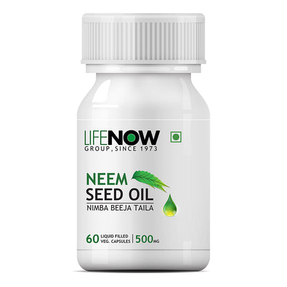 LIFENOW Neem Seed Oil Supplement, 500mg (60 Vegetarian Capsules)