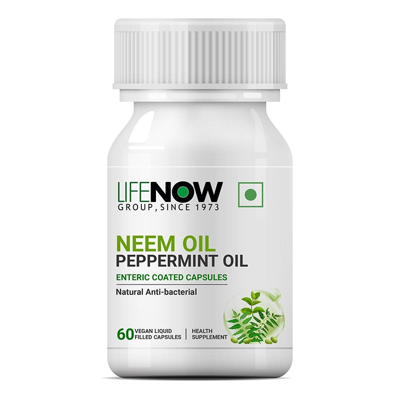 LIFENOW Neem Oil with Peppermint Oil Supplement, Enteric Coated Capsules – 60 Capsules