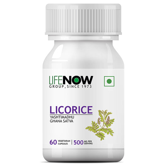 LIFENOW Licorice (Yastimadhu) Glycyrrhiza Glabra - 500 mg (60 Vegetarian Capsules)