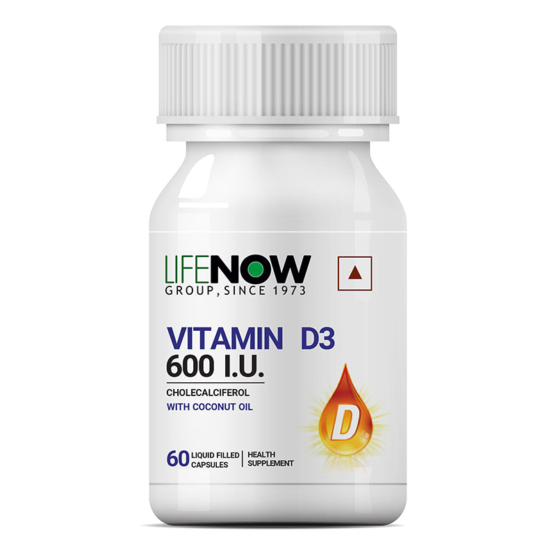 LIFENOW Vitamin D3 600 IU Cholecalciferol Supplement- 60 Capsules