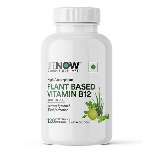 LIFENOW Plant Based Vitamin B12 Vegan Supplement, High Absorption Superfoods - 120 Veg. Capsules