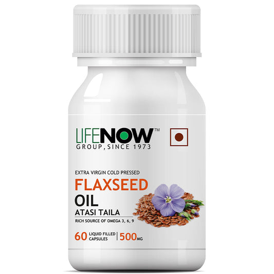 LIFENOW  Flaxseed Oil Omega 3,6,9 Fatty Acids Supplement, 500mg-60 Capsules