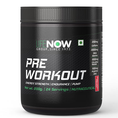 LIFENOW Pre-Workout Supplement with Caffeine, 200g