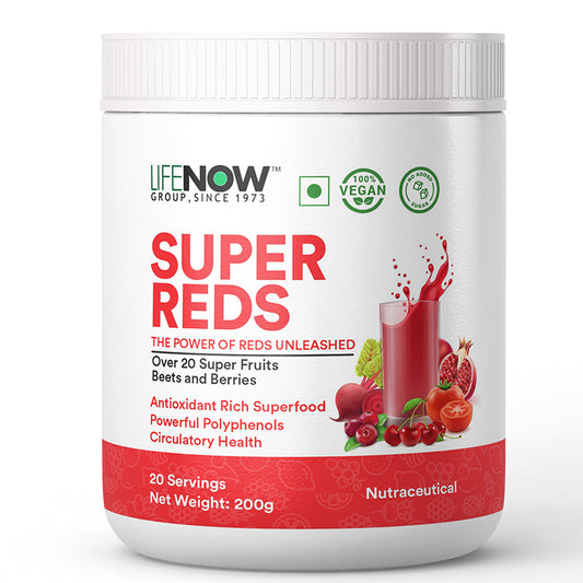 LIFENOW Super Reds Powder | Antioxidant-Rich 20 Superfoods, Fruits, Beets & Berries, 200gms