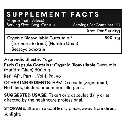 LIFENOW Bioavailable Curcumin Supplement, 600mg - 60 Capsules