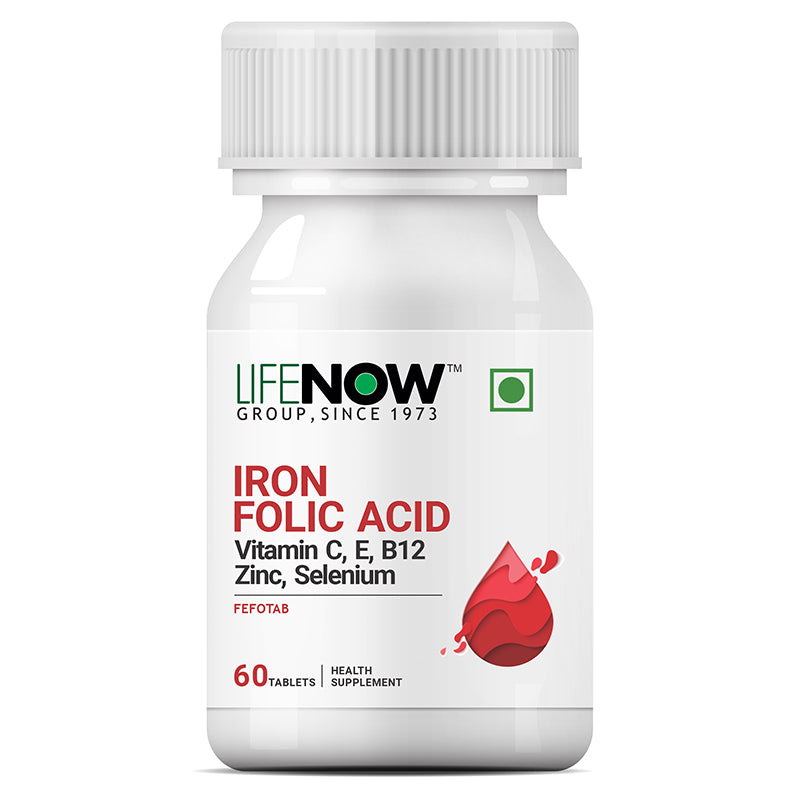 Buy LIFENOW Iron Folic Acid Supplements (60 Tablets) in India