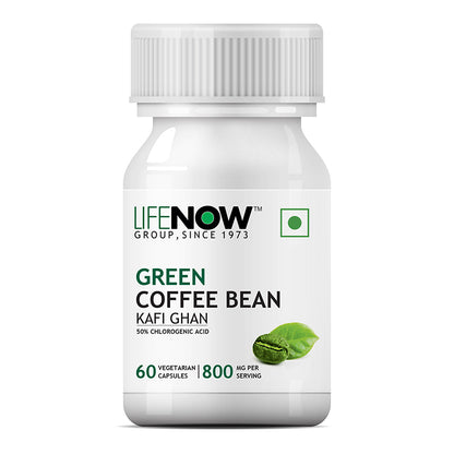 LIFENOW Green Coffee Bean Extract (Coffea Arabica), 800mg/serving - 60 Vegetarian Capsules