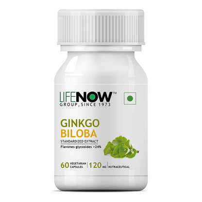 LIFENOW Ginkgo Biloba Supplement, 120mg - 60 Vegetarian Capsules