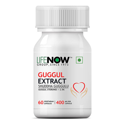 LIFENOW Guggul Extract (Guggul Sterones 2.5%), 400 mg - 60 Vegetarian Capsules