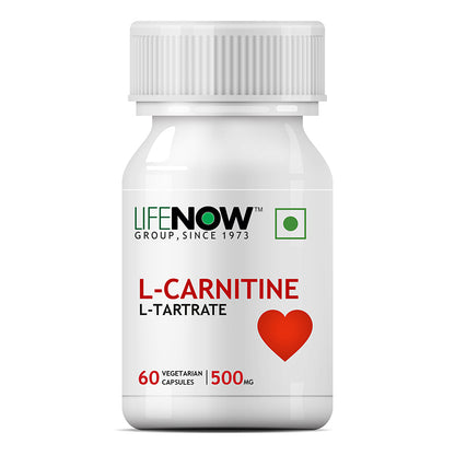 LIFENOW L-Carnitine L-Tartrate (500mg) Supplement, 60 Vegetarian Capsules