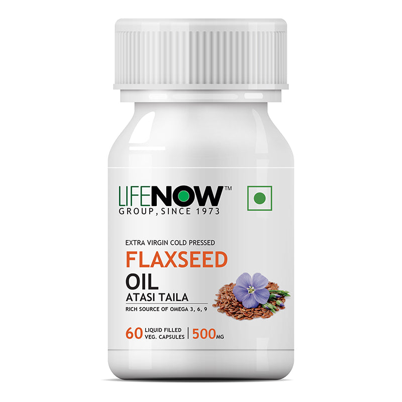 LIFENOW  Flaxseed Oil Omega 3,6,9 Fatty Acids Supplement, 500mg-60 Veg. Capsules