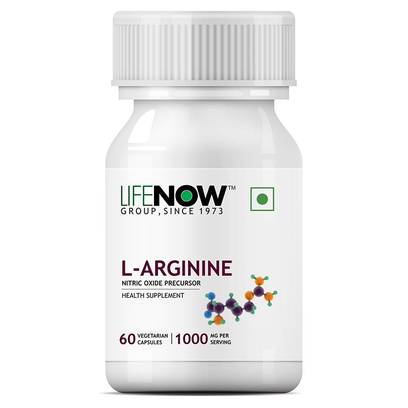 LIFENOW L-Arginine (1000mg) Serving Supplement, 60 Vegetarian Capsules