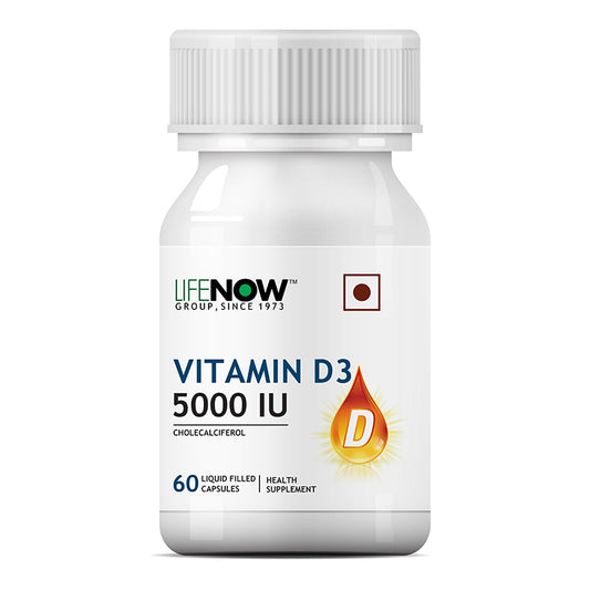 LIFENOW Vitamin D3 5000 IU Supplement - 60 Liquid Filled Capsules