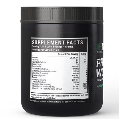 LIFENOW Pre-Workout Supplement with Caffeine, 200g