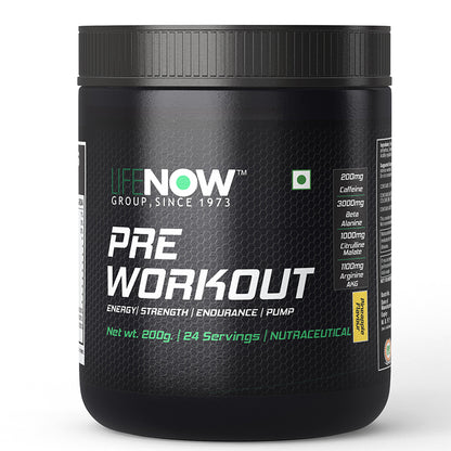 LIFENOW Pre-Workout Supplement with Caffeine, 200g