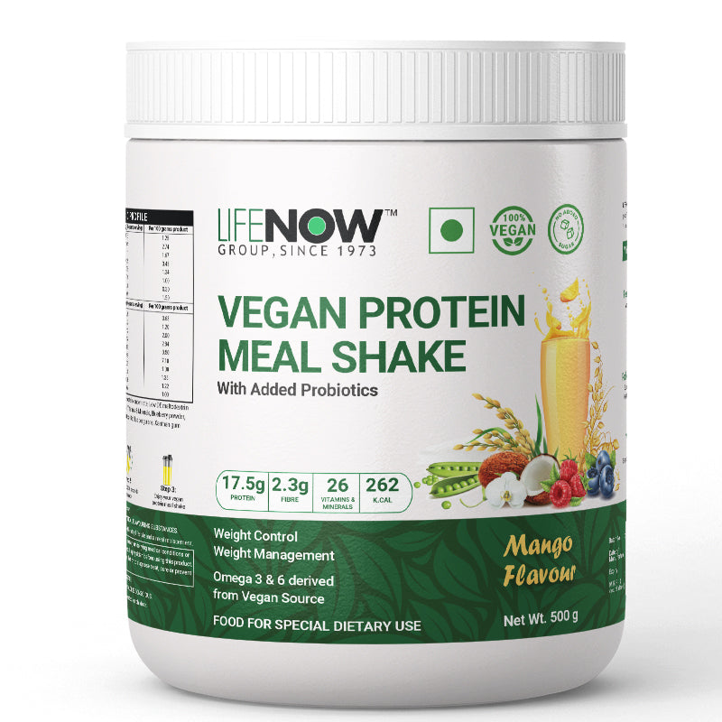 LIFENOW Vegan Protein Meal Replacement Shake with Added Probiotics, 500g