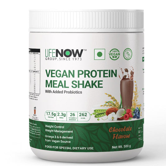 LIFENOW Vegan Protein Meal Replacement Shake with Added Probiotics, 500g