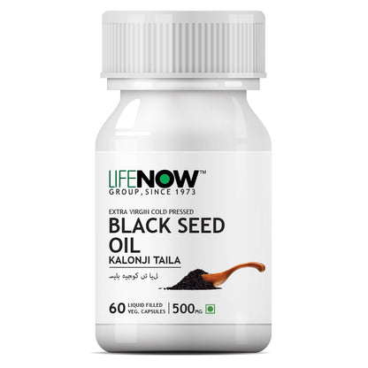 LIFENOW Black Seed (Kalonji) Oil Supplement, 500mg- 60 Veg. Capsules