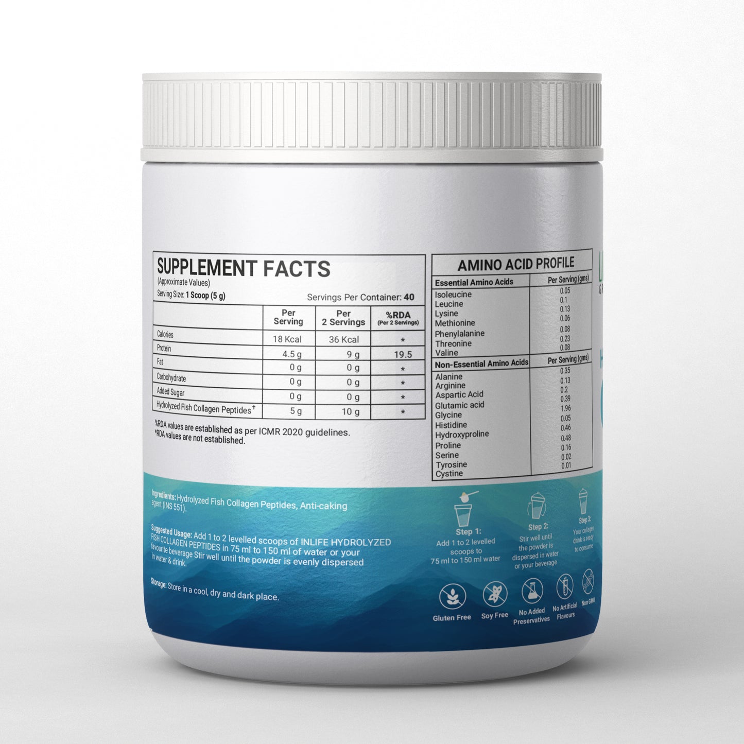 LIFENOW Hydrolyzed Marine Fish Collagen Peptides Powder, Clinically Proven Ingredient, 200g (Unflavoured)