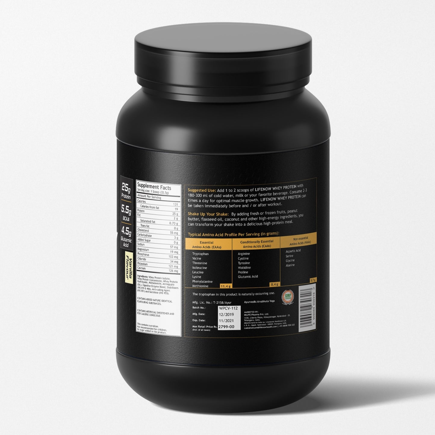 LIFENOW Whey Protein Powder, Bodybuilding Supplement