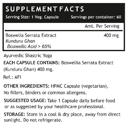 LIFENOW Boswellia Serrata Extract (Boswellic Acid&gt;65%) , 400mg - 60 Vegetarian Capsules