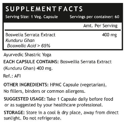 LIFENOW Boswellia Serrata Extract (Boswellic Acid&gt;65%) , 400mg - 60 Vegetarian Capsules