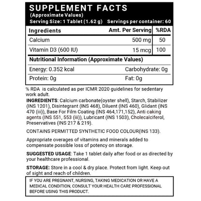 LIFENOW Calcium with Vitamin D3 Supplement- 60 Tablets