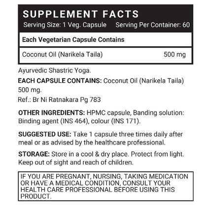 LIFENOW Coconut Oil Supplement, 500mg - 60 Veg. Capsules